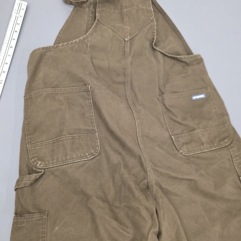 Berne Bib Overall 44 X 34 Brown Unlined Duck Carpenter Zip Ankle Workwear - Picture 8 of 11
